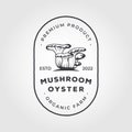 Vector emblem design oyster mushroom organic farm