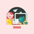 Education, school. Vector emblem, logo. Royalty Free Stock Photo