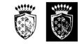 Vector emblem in the form of a coat of arms in black and white