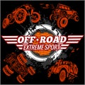 Vector emblem with off-road cars Royalty Free Stock Photo