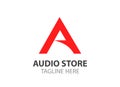 Vector emblem with red letter of audio, astronomy, art store in EPS10 Royalty Free Stock Photo