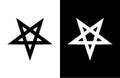 Vector emblem of Satan Pentagram Star on white and black background.