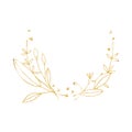Vector emblem template for cosmetics, beauty studio, spa. Flower gold frame badge, logo in minimalism style, liner icon