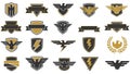 Vector Emblems Set: Eagle, Shield, Lightning, and Banner Designs Royalty Free Stock Photo