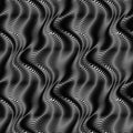 Vector embossed seamless pattern of curved lines. Optical art winding gradient texture for wallpaper design