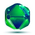 Vector emerald 3d geometrical art sparkling object, radiance smooth plastic eps10 construction with dot texture. Royalty Free Stock Photo