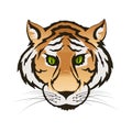 Vector emerald green eyes tiger portrait. Predator head colorful isolated Royalty Free Stock Photo