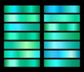 Vector emerald green gradient foil texture gradienats templates set