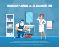 Vector Emergency Plumbing Call im Quarantine Time