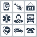 Vector emergency service icons set Royalty Free Stock Photo