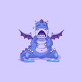 Vector Emoji character cartoon dragon dinosaur crying, lot of tears sticker emoticon