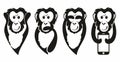 Vector Emoji Monkeys Set Isolated On White Background Royalty Free Stock Photo