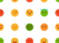 Vector emoji pattern isolated. Seamless texture with head