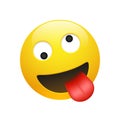 Vector Emoji yellow smiley crazy face Royalty Free Stock Photo