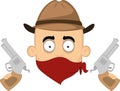 vector emoticon cowboy bandit wild west pistols Royalty Free Stock Photo