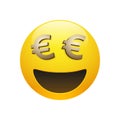 Vector emoticon with golden euro sign