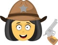 vector emoji girl sheriff cowboy pistol