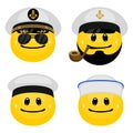 Vector emoticon set of marine officers and sailors Royalty Free Stock Photo