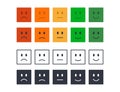 Vector emoticons for rating, poll, customer review. Colored black square icons editable stroke. Set of moods from angry to happy.