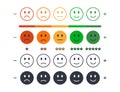 Vector emoticons for rating survey, customer reviews. Set of moods from angry to happy. Round colored black editable stroke icons