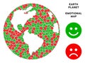 Vector Emotional Earth Globe Collage of Smileys