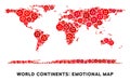 Vector Emotional World Continent Map Composition of Sad Smileys