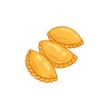 Vector empanadas illustration isolated, food, fried.