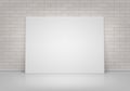 Vector Empty Blank Mock Up Poster Picture Frame Standing on Floor with Brick Wall Front View