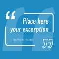 Vector empty blue quote text box. Design element for excerption Royalty Free Stock Photo