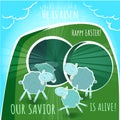Vector Empty coffin and sheeps - greeting card - Happy e Royalty Free Stock Photo