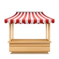 Vector empty market stall with striped awning