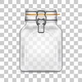 Vector empty Square Bale Glass Jar with Swing Top Lid