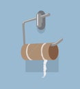 Vector empty toilet paper roll and metal holder Royalty Free Stock Photo