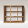 Vector Empty Wooden Wood Shelf Shelves Isolated on Wall Background Royalty Free Stock Photo