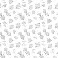 Vector endless seamless pattern of the inky black baby doodles hand drawn on white background in simple minimalist style.