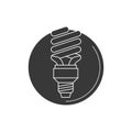 Vector energy saving fluorescent light bulb button. Stock Vector illustration isolated on white background Royalty Free Stock Photo