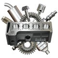 Vector Engine Block with Parts Royalty Free Stock Photo