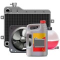 Vector Engine Cooling System Parts with Antifreeze Royalty Free Stock Photo