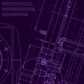 Vector engineering illustration. Cover, flyer. Purple cyberspace