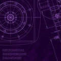 Vector engineering illustration. Cover, flyer. Purple cyberspace