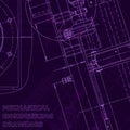 Vector engineering illustration. Cover, flyer. Purple cyberspace