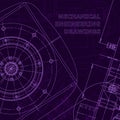 Vector engineering illustration. Cover, flyer. Purple cyberspace