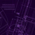 Vector engineering illustration. Cover, flyer. Purple cyberspace