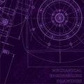 Vector engineering illustration. Cover, flyer. Purple cyberspace