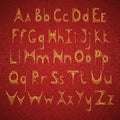 Vector English alphabet embroidered on cardboard