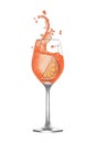 Vector engraved style Aperol Spritz alcoholic cocktail illustration for posters, decoration, menu and print. Hand drawn sketch of