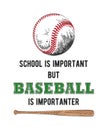 Vector engraved style illustration for posters, decoration and print. Hand drawn sketch of baseball ball and bat with funny Royalty Free Stock Photo