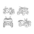 Vector engraved style illustration for posters, decoration and print. Hand drawn sketch of quad bike in black isolated Royalty Free Stock Photo