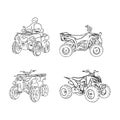 Vector engraved style illustration for posters, decoration and print. Hand drawn sketch of quad bike in black isolated Royalty Free Stock Photo