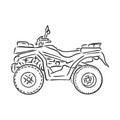 Vector engraved style illustration for posters, decoration and print. Hand drawn sketch of quad bike in black isolated Royalty Free Stock Photo